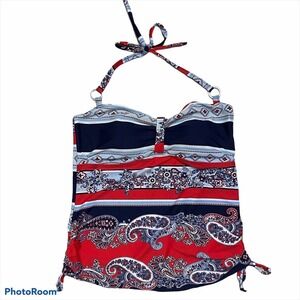 Liz Claiborne Paisley Striped Tankini Top 14